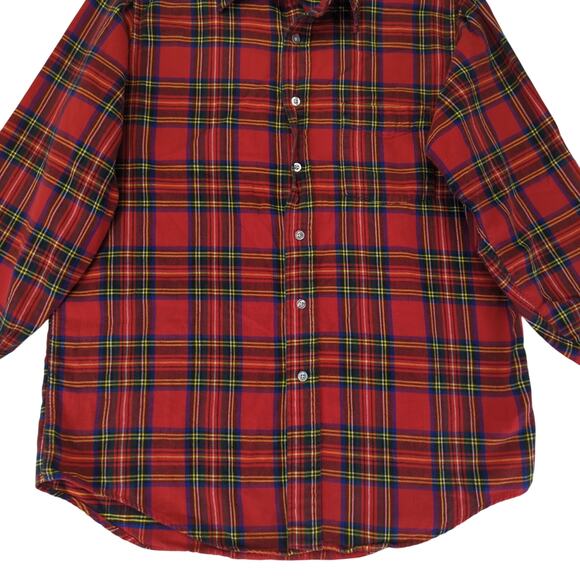 LL Bean Red Plaid Flannel Button-down Shirt Men's Medium Made in USA 100% Cotton - Picture 4 of 9